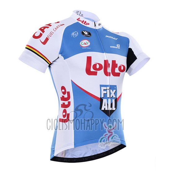 Lotto Fix All Cycling Jersey Bib Short 2016 Short Sleeve White and Blue